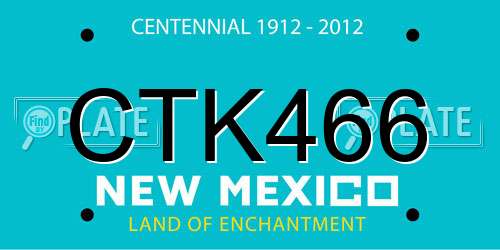CTK466 New Mexico License Plate