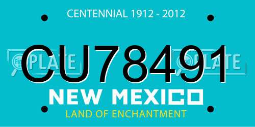 CU78491 New Mexico License Plate