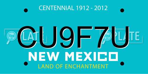 CU9F7U New Mexico License Plate