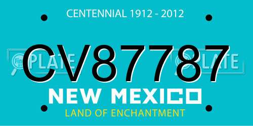 CV87787 New Mexico License Plate