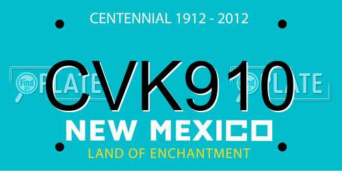 CVK910 New Mexico License Plate