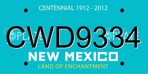CWD9334 New Mexico License Plate