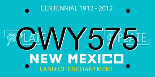 CWY575 New Mexico License Plate
