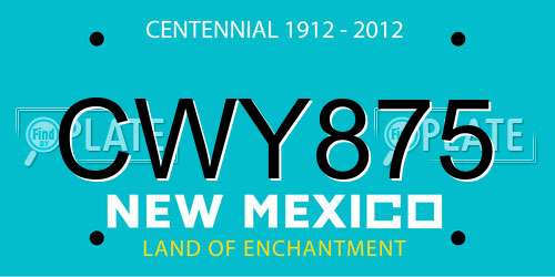 CWY875 New Mexico License Plate