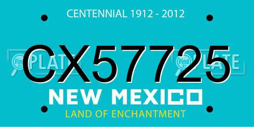 CX57725 New Mexico License Plate