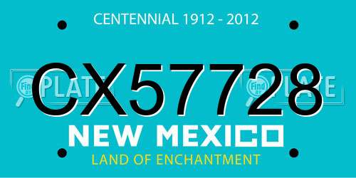 CX57728 New Mexico License Plate