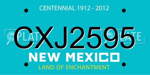 CXJ2595 New Mexico License Plate