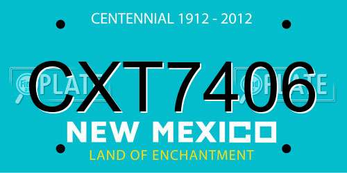 CXT7406 New Mexico License Plate