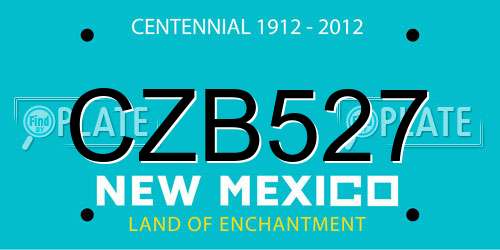 CZB527 New Mexico License Plate