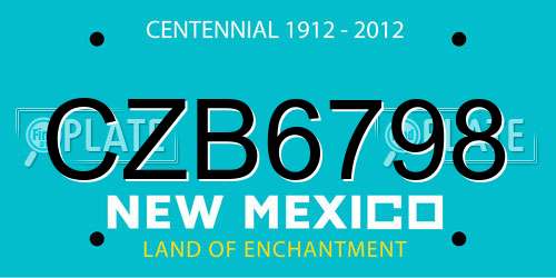 CZB6798 New Mexico License Plate