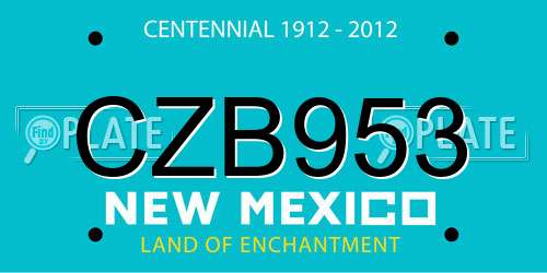 CZB953 New Mexico License Plate