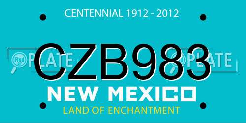 CZB983 New Mexico License Plate