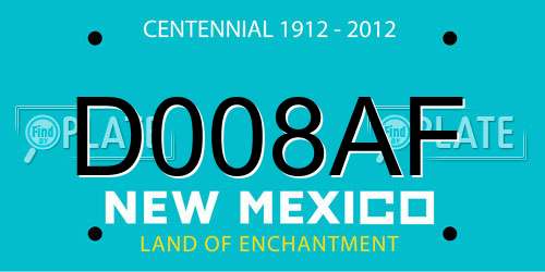 D008AF New Mexico License Plate