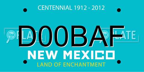 D00BAF New Mexico License Plate
