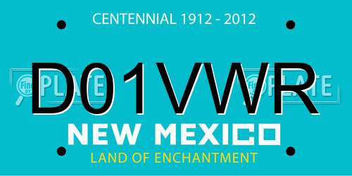 D01VWR New Mexico License Plate