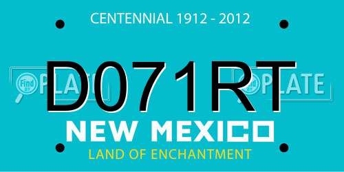 D071RT New Mexico License Plate