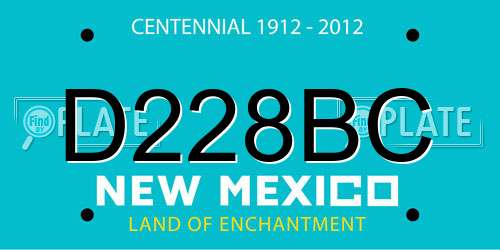 D228BC New Mexico License Plate