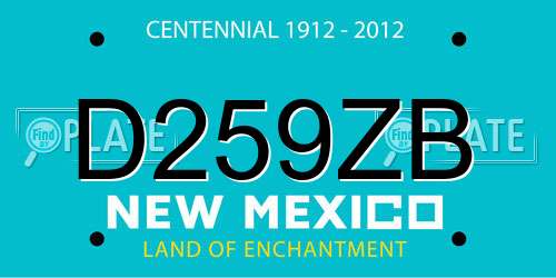 D259ZB New Mexico License Plate
