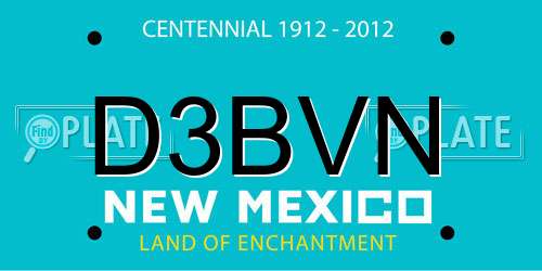 D3BVN New Mexico License Plate