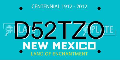 D52TZO New Mexico License Plate