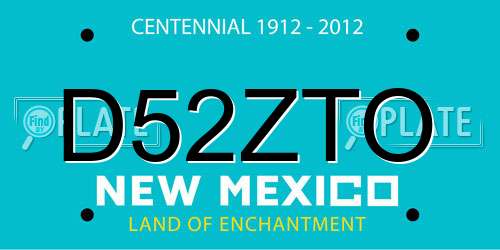 D52ZTO New Mexico License Plate
