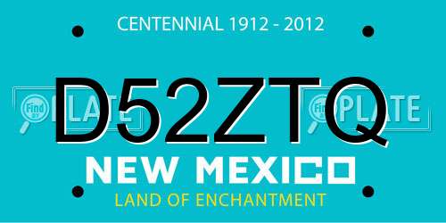 D52ZTQ New Mexico License Plate