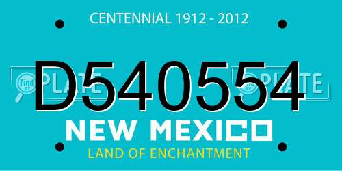 D540554 New Mexico License Plate