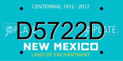 D5722D New Mexico License Plate