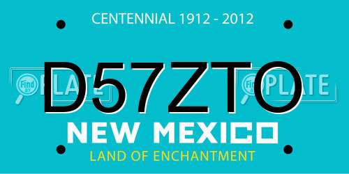 D57ZTO New Mexico License Plate