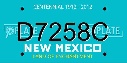 D7258C New Mexico License Plate