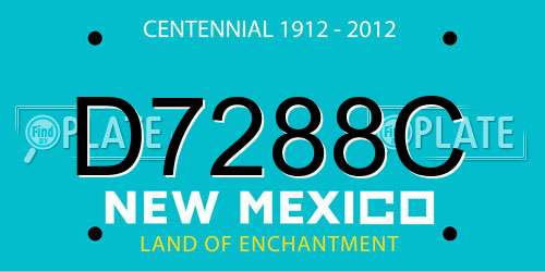 D7288C New Mexico License Plate