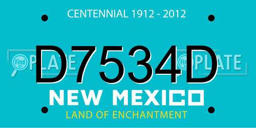 D7534D New Mexico License Plate