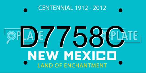 D7758C New Mexico License Plate