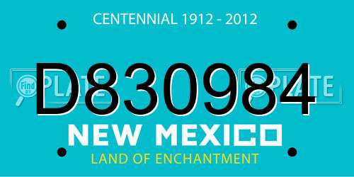 D830984 New Mexico License Plate