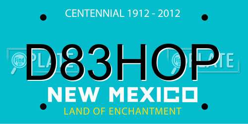 D83HOP New Mexico License Plate