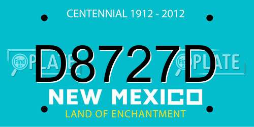 D8727D New Mexico License Plate