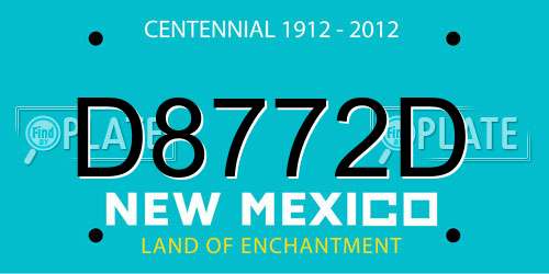 D8772D New Mexico License Plate
