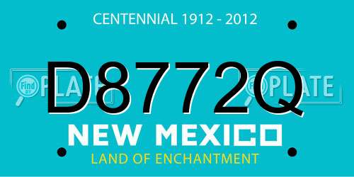 D8772Q New Mexico License Plate