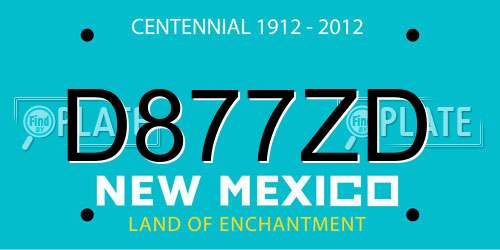 D877ZD New Mexico License Plate