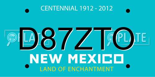 D87ZTO New Mexico License Plate