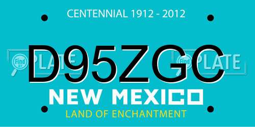 D95ZGC New Mexico License Plate