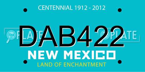 DAB422 New Mexico License Plate