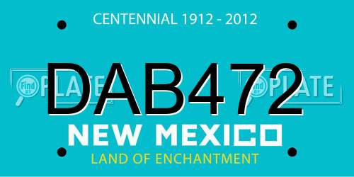DAB472 New Mexico License Plate