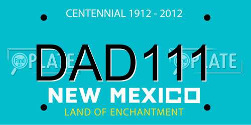 DAD111 New Mexico License Plate