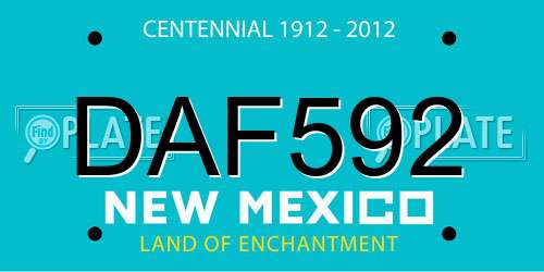 DAF592 New Mexico License Plate