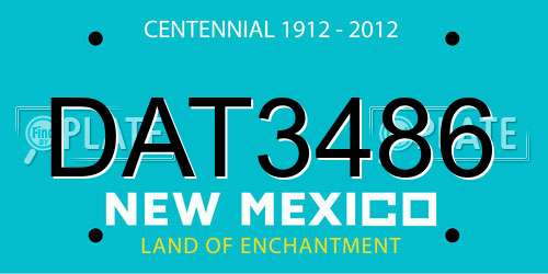 DAT3486 New Mexico License Plate