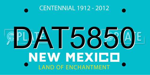 DAT5850 New Mexico License Plate