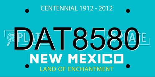 DAT8580 New Mexico License Plate