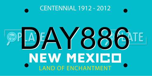 DAY886 New Mexico License Plate