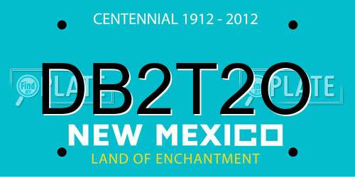 DB2T2O New Mexico License Plate